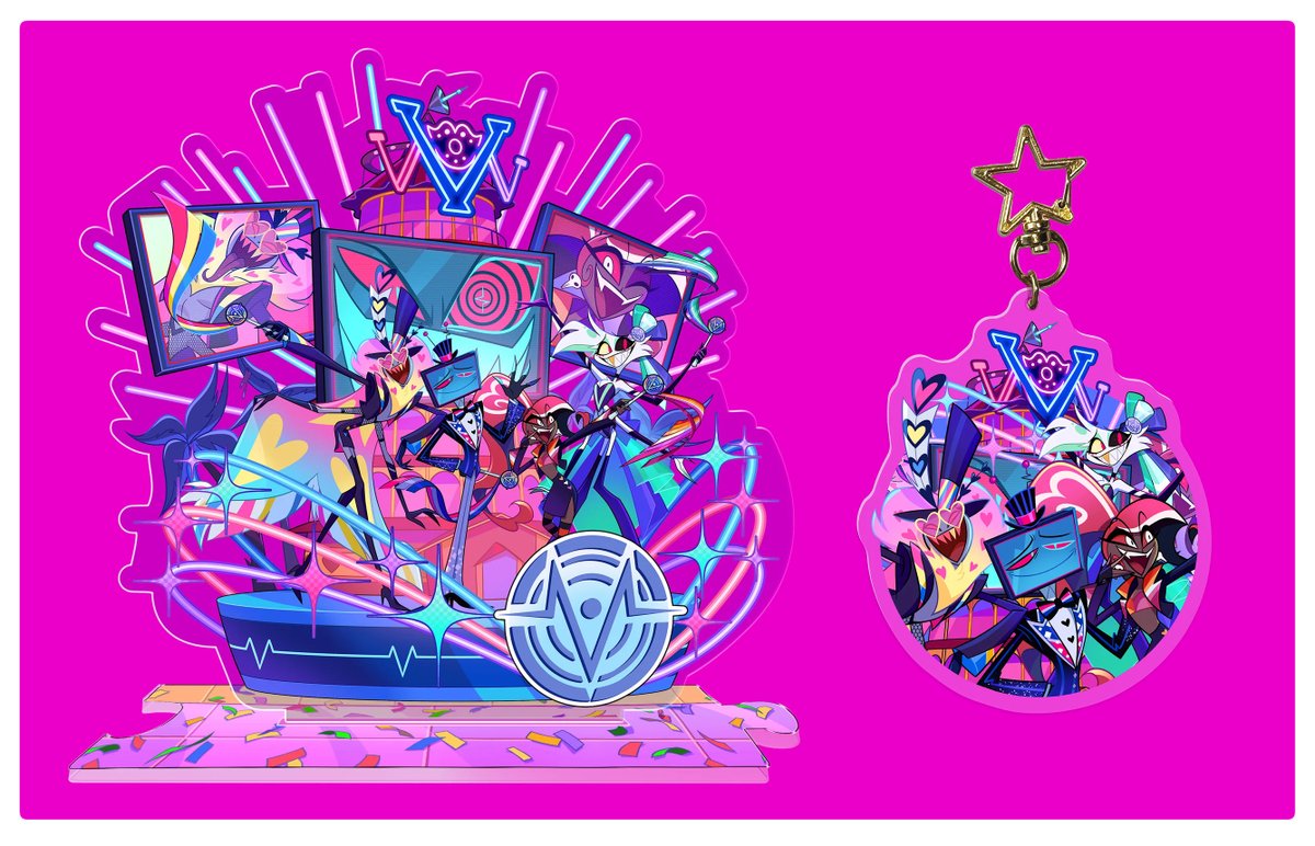 kanomareki's tweet photo. 【Work】
I created the standee and keychain illustrations, as well as the costume and parade float designs for the Pride event! 🌈
プライド月間用のスタンディ・キーチェーンのイラストと、衣装・パレードフロートのデザインを担当しました！🌈
#HazbinHotel https://t.co/n34t4JgwnB