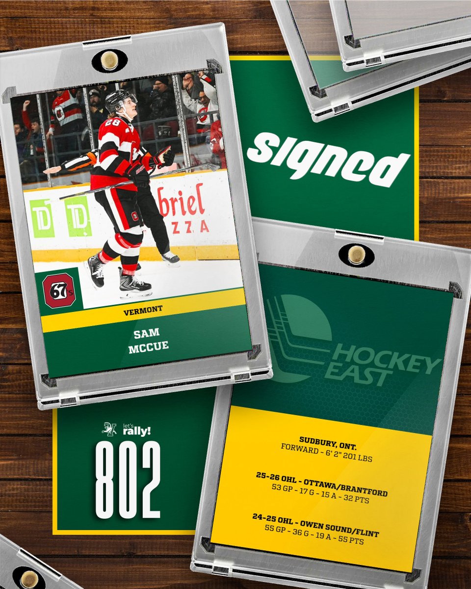 UVMmhockey's tweet photo. 𝗦𝗜𝗚𝗡𝗘𝗗 - 𝗦𝗮𝗺 𝗠𝗰𝗖𝘂𝗲
Forward - 6’ 2” – 201 lbs       
25-26 Team: Ottawa/Brantford - OHL 
#802Hockey https://t.co/8FJCWbVbNo