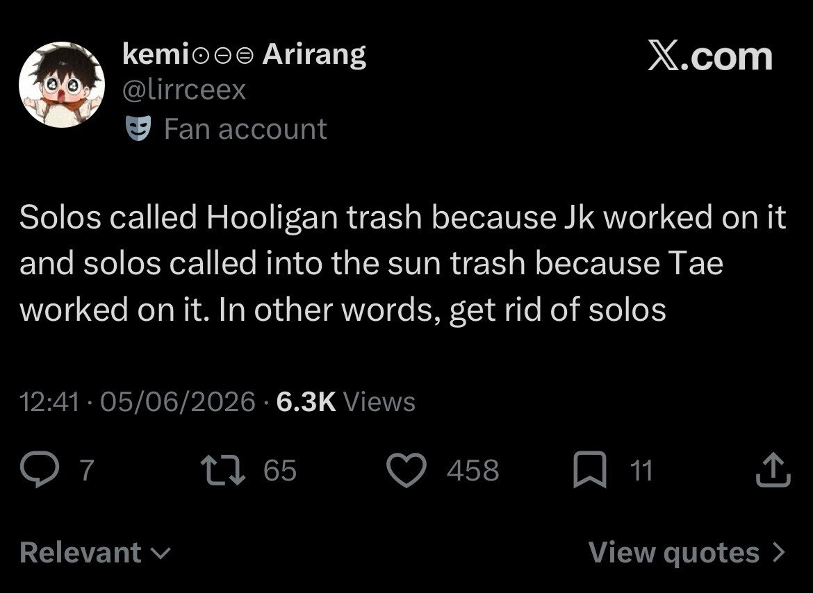 fatherhyungs's tweet photo. but y’all were fine giving a solo 40k likes saying into the sun was the most hated song until their fav performed it live apparently #boring https://t.co/geCxyB8pUE