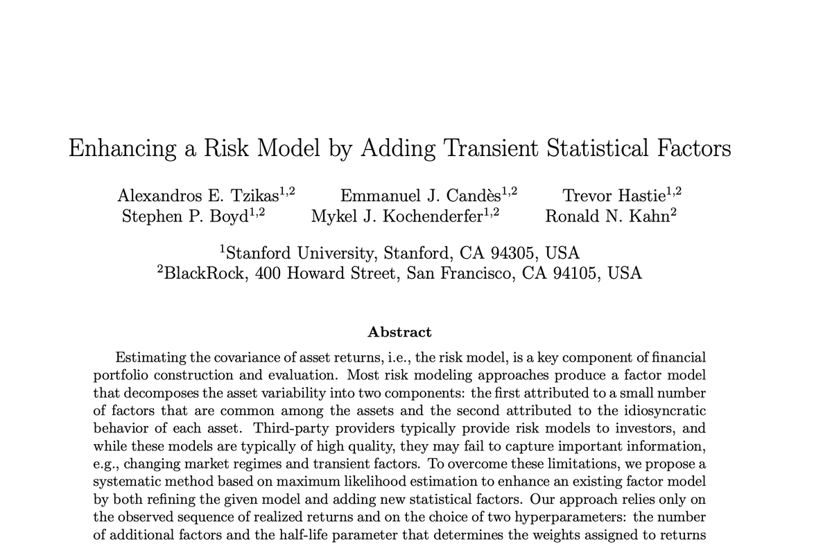 SISLaboratory's tweet photo. New work from SISL: Financial firms estimate how asset returns move together, called a risk model, to build and stress-test portfolios. We show how to keep a risk model up to date and sharper using only the return data you already have. https://t.co/e0xlEc8otY