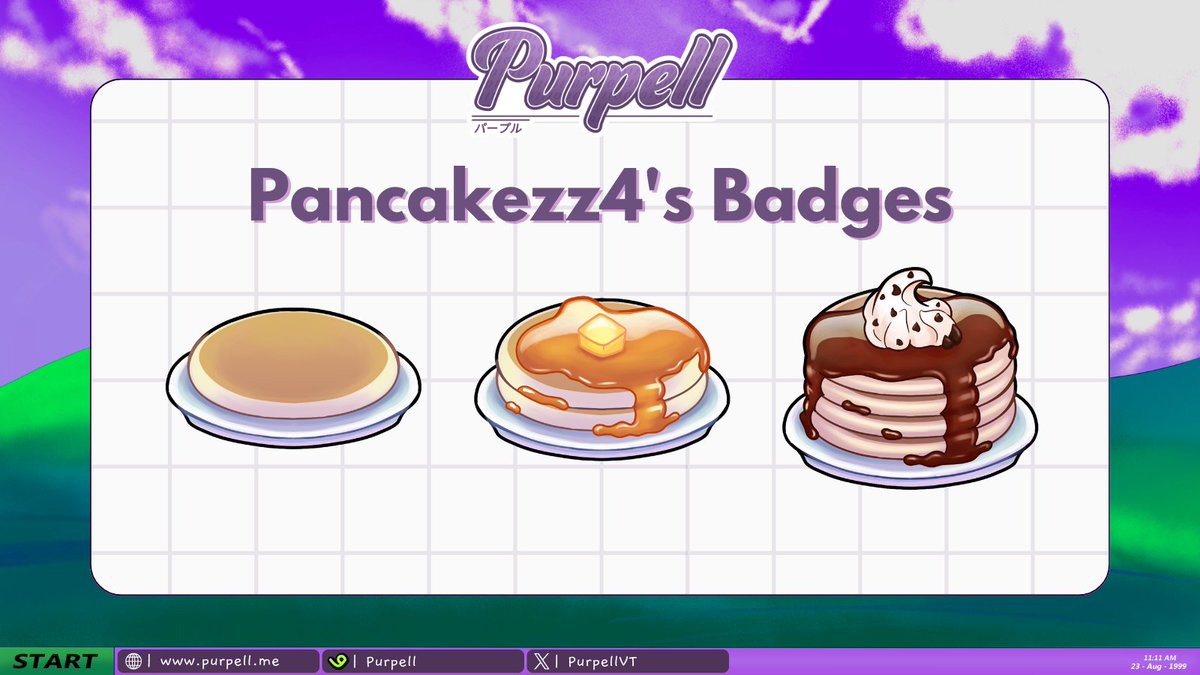 PurpellVT's tweet photo. Badges for @/pancakeszzz4 ! So yumyyy~
Thank you for commissioning me~

#VGenComms https://t.co/yKpvOeKBNC