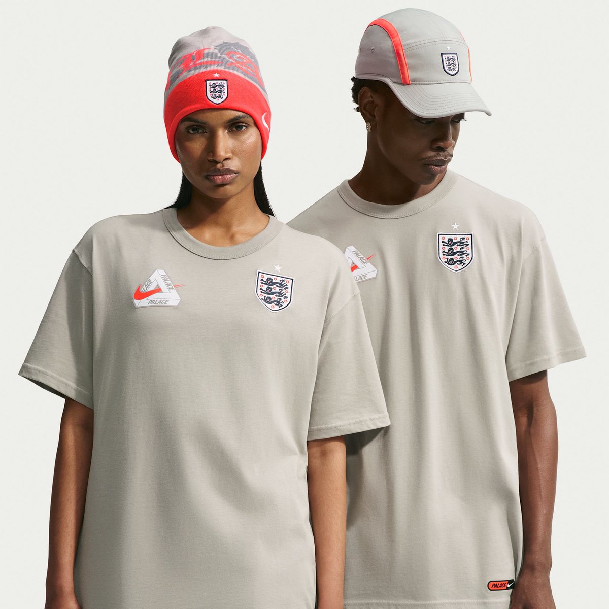 Official. Palace x Nike England Premium T-shirt in “White”, “Light 