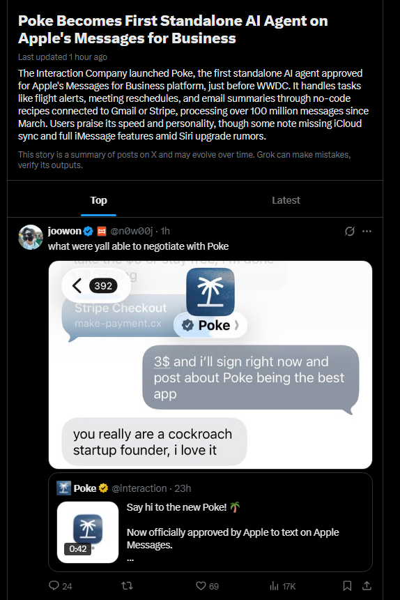 ForestManSol's tweet photo. Poke just became the first  AI AGENT ON APPLE.

ISNT THIS GENNY?

https://t.co/7t3aoIMhEj https://t.co/HkBvzNmQeO
