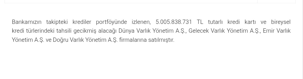 Altinborsatrr's tweet photo. #QNBTR QNB Bank 5 milyar liralık takipteki alacak portföyünü varlık yönetim şirketlerine sattı.  #GPCVY https://t.co/PCiixTOv47