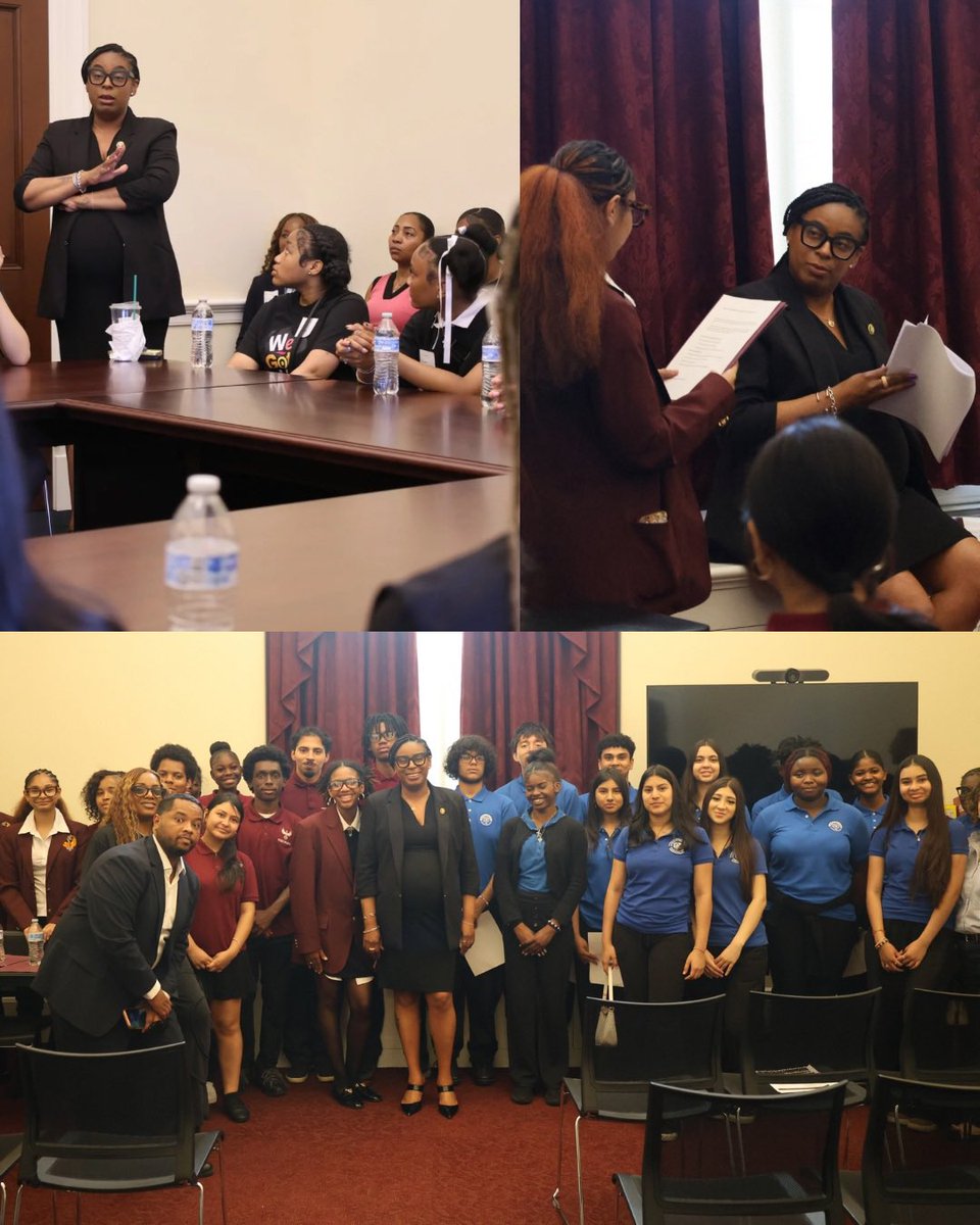 RepLaMonica's tweet photo. One of the highlights of my week was hosting New Jersey schools on Capitol Hill. Because NJ community leaders poured into a little girl from Newark, I serve you in Congress today. That’s why I’m always fighting to expand access and opportunity for NJ students.🎒 https://t.co/U8eYVFa6xU