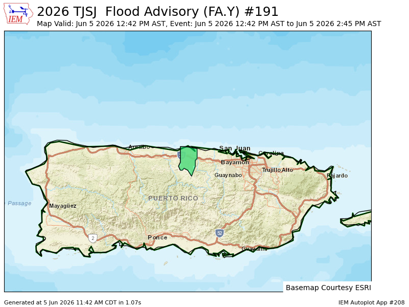 DopplerdePR's tweet photo. JSJ issues Flood Advisory for Vega Baja [PR] till Jun 5, 2:45 PM AST https://t.co/NGPcR3ipN4 https://t.co/GUgvSPsd3p
