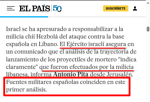 Spain4Israel's tweet photo. Fuentes militares españolas coinciden con Israel de que fue Hezbolá quien atacó la base española de FINUL en Líbano, matando a un soldado, pero los periodignos y la ONU llevan más de 24 horas calladitos o usando eufemismos porque no pueden culpar a Israel. https://t.co/bANsgErTnC