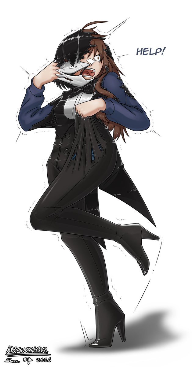 KreuzhevaCreate's tweet photo. I was really moved by @kain11kain's artwork a whlie back and I haven't horrifically tormented @OperatorReisen's Grizel in like, a year, so it works out.

Not quite happy with it, but uhh... rkgk btw or smth iunno. I don't wanna look at it on my tablet any longer 😤💢 https://t.co/qOMAbd94RM
