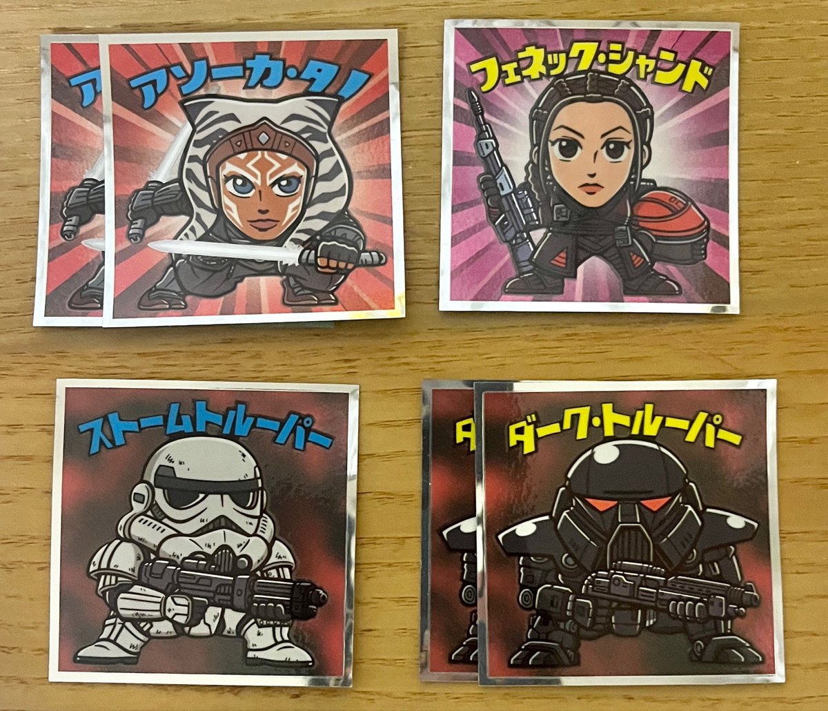 ichi_ca_n's tweet photo. 【交換】スターウォーズ マンダロリアン ビックリマンチョコ

譲）アソーカ,フェネック,ストーム・トルーパー,ダーク・トルーパー

求） グローグー＆アンゼラン＞R2-D2,パズ・ヴィズラ（無限回収）

郵送交換希望。グローグーには複数提供可能です。お気軽にお声がけください！ https://t.co/BMHUaZrE6e