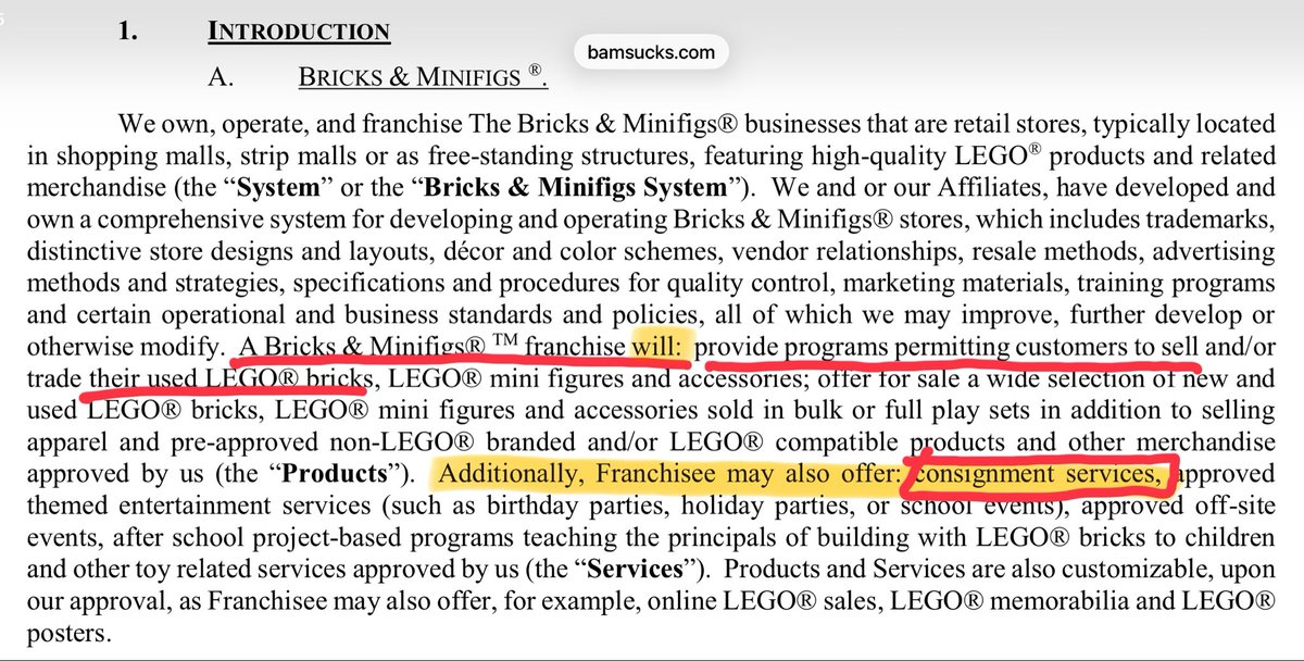 Drogdor1's tweet photo. Here is Chrystal Law’s Franchise Agreement with BAM.  Under this agreement, she was REQUIRED to create programs to permit customer to resell their products.  The Agreement specifically says this can include consignment services.

BAM is misrepresenting the truth about whether Chrystal was allowed to take the Mansell collection on consignment.