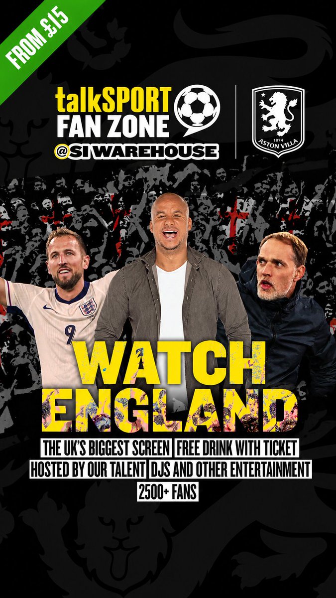 talkSPORT's tweet photo. Not long to go until England's World Cup campaign gets underway - and our Fan Zone is the ONLY place to watch England this summer! 🦁

Get tickets at https://t.co/Y2g9vh5mwW 🎟️ https://t.co/PUGiBUqwPp