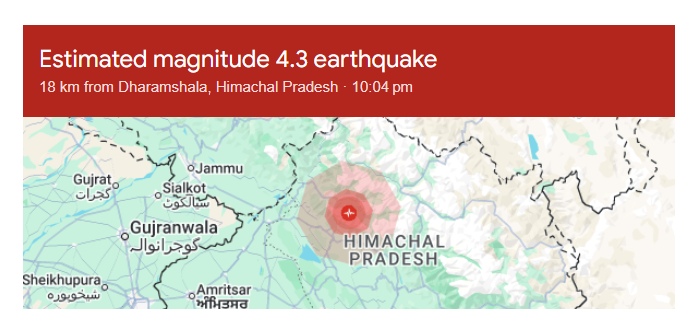 JournoArpit's tweet photo. हिमाचल प्रदेश में भूकंप के तेज झटके...
4.8 तीव्रता से कांपी धरती...

#Earthquake #himachalpradesh #Kangada https://t.co/0oDb1SEeAF