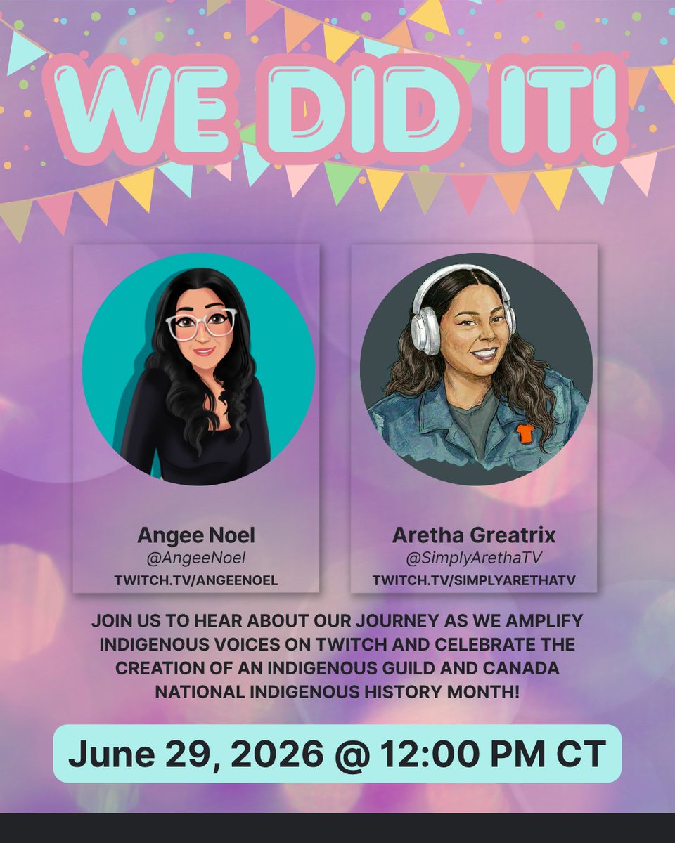 angeenoel's tweet photo. 📣 Special schedule for June streams! 

playing outlast trials with @Jessarosegames, @JohnHawx agreed to carry me in Marvel Rivals, and a special stream with @simplyaretha to discuss our journey with uplifting representation on the Twitch platform!

Happy Pride! 🌈 https://t.co/B5jYpLbifI