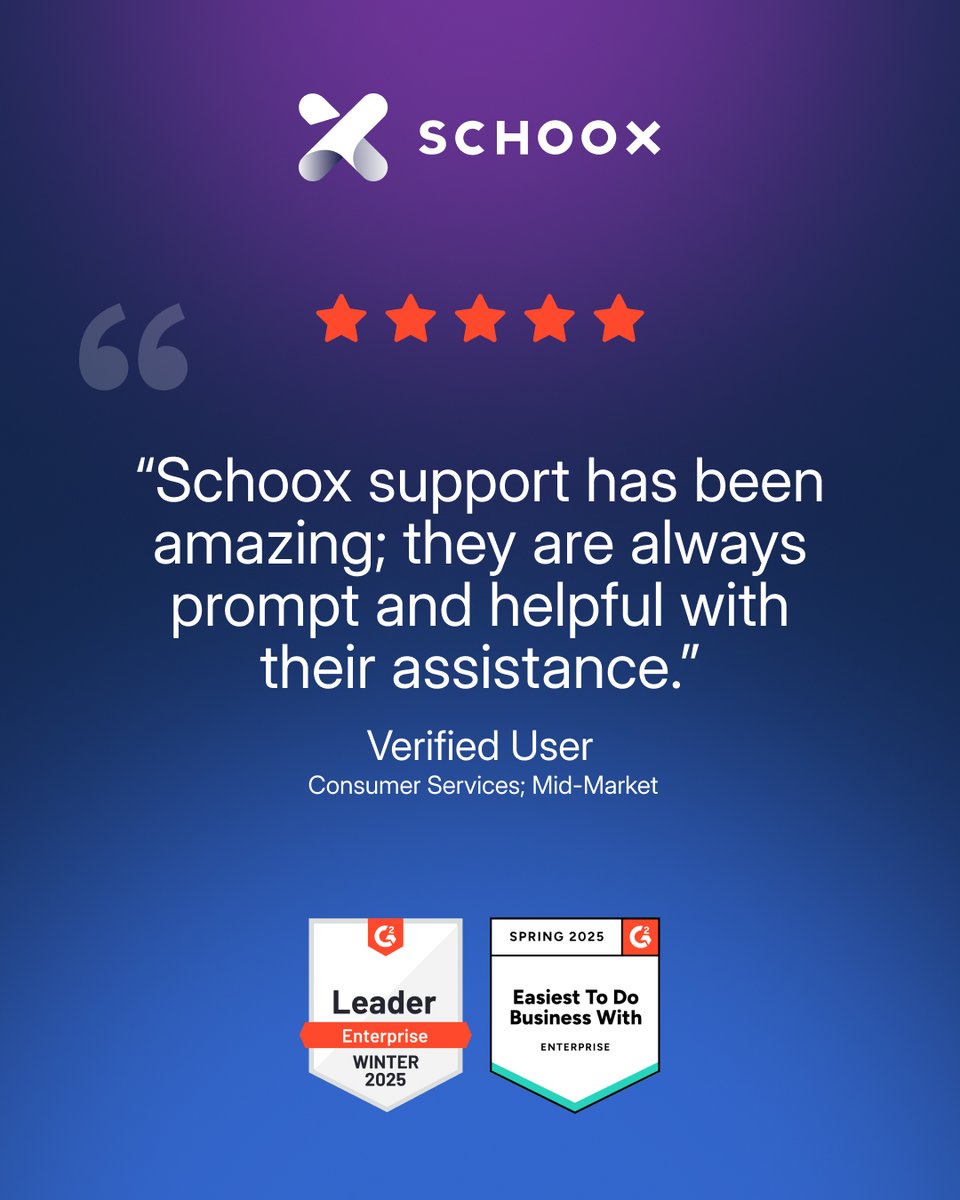 schoox's tweet photo. When organizations invest in workforce readiness, they need more than a platform. They need a team that's responsive, knowledgeable, and committed to helping them succeed.

That's why feedback like this means so much to us.

Learn more at 👉 https://t.co/QP8Wcl8NJ8

#LnD #Schoox https://t.co/v4jI4BrZ70