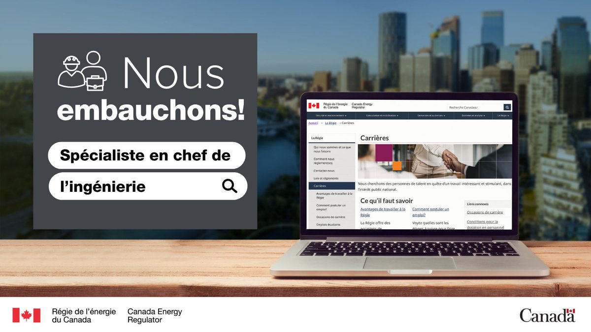 REC_CER's tweet photo. 🚀 Alerte-emploi!
🔍 Titre du poste : Spécialiste en chef de l’ingénierie
💼 Pour vous? https://t.co/jUfaAhVsw7
 
La #RégieÉnergieCanada est à la recherche de personnes de talent en quête d’un travail intéressant et stimulant pour le mieux-être du pays. #EmploisGC https://t.co/YKEraDzUgu