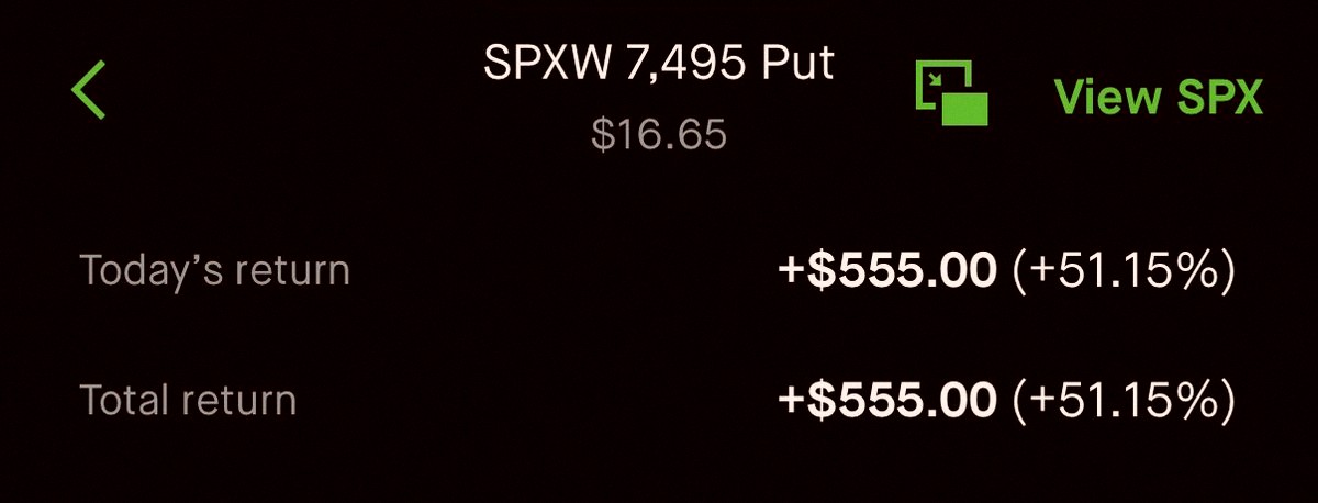4iSlin's tweet photo. Bet on $SPY and $SPX puts with my crew when the daily low broke - grabbed a cool 50% early win.

And cashed out 100% on $AAPL calls too! 💸 https://t.co/wGChPIvBkE