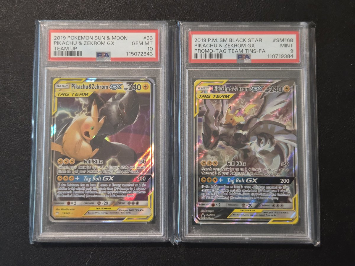 jerphisch's tweet photo. Pair of Pikachu &amp; Zekroms $1250 shipped
@CardboardBanger @BUYSELLTRADETCG https://t.co/sHmi3Oc3vF