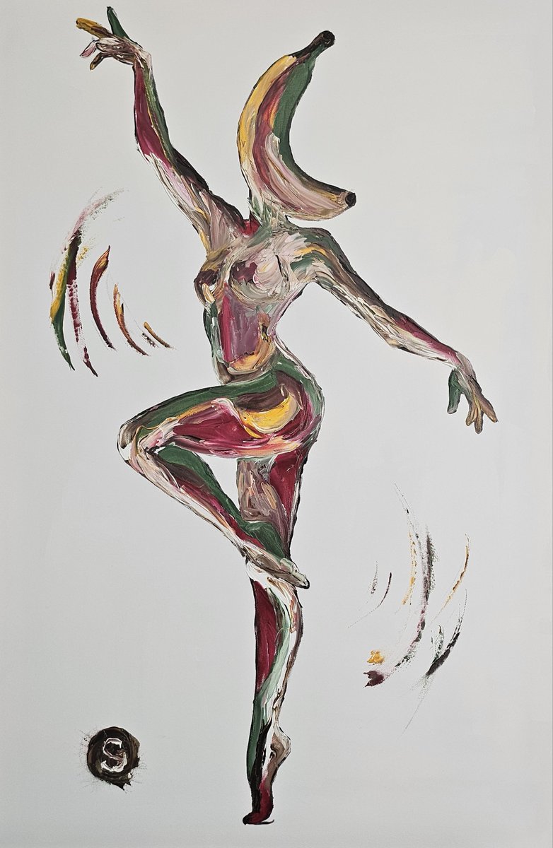 cmube's tweet photo. La Femme banane 2026
Huile sur toile, empâtements expressionnistes, figuratif
90x 60 cm (sans cadre)
Corps en mouvement, identité en mutation
https://t.co/tdgyS6VU2w https://t.co/P6D5VtDQCJ