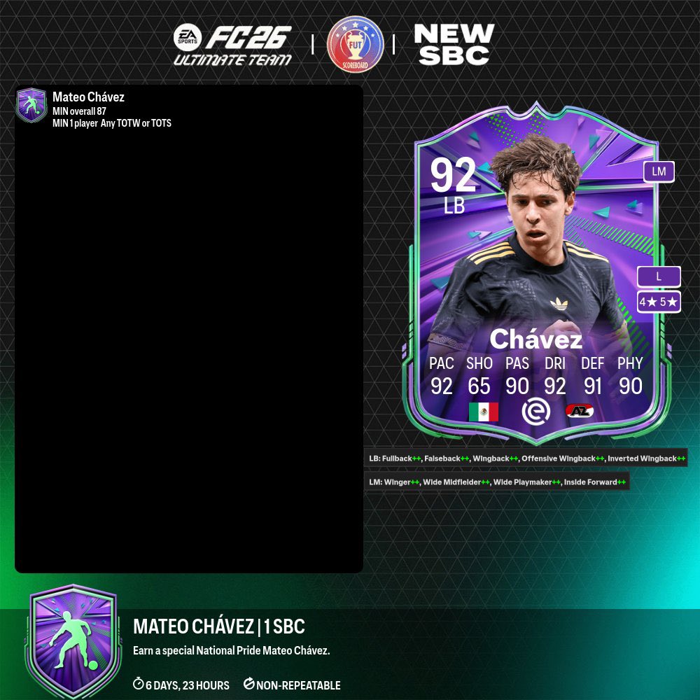 FifaUtPosting's tweet photo. Lo nuevo de hoy!
- equipo fof
- pele gratuito
- gakpo sbc
- chavez sbc
- mejora continental norte america
- pp 83+ de jugadores del mundial
- 2x84
- tots 91+ en sbc
- nueva evo
#EAFC26 #FC26 https://t.co/oESu9hRnuJ