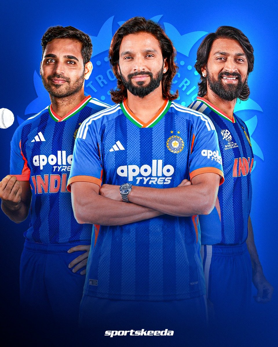 Sportskeeda's tweet photo. Rajat Patidar × Bhuvneshwar Kumar × Krunal Pandya 🔥

Three of the biggest pillars of Royal Challengers Bengaluru in IPL 2026! 🇮🇳

With selections looming for India's T20I series against Ireland and England, as well as the Asian Games, do you think any of them can earn a place in the senior Indian team? 👀🏏

#Cricket #T20 #India