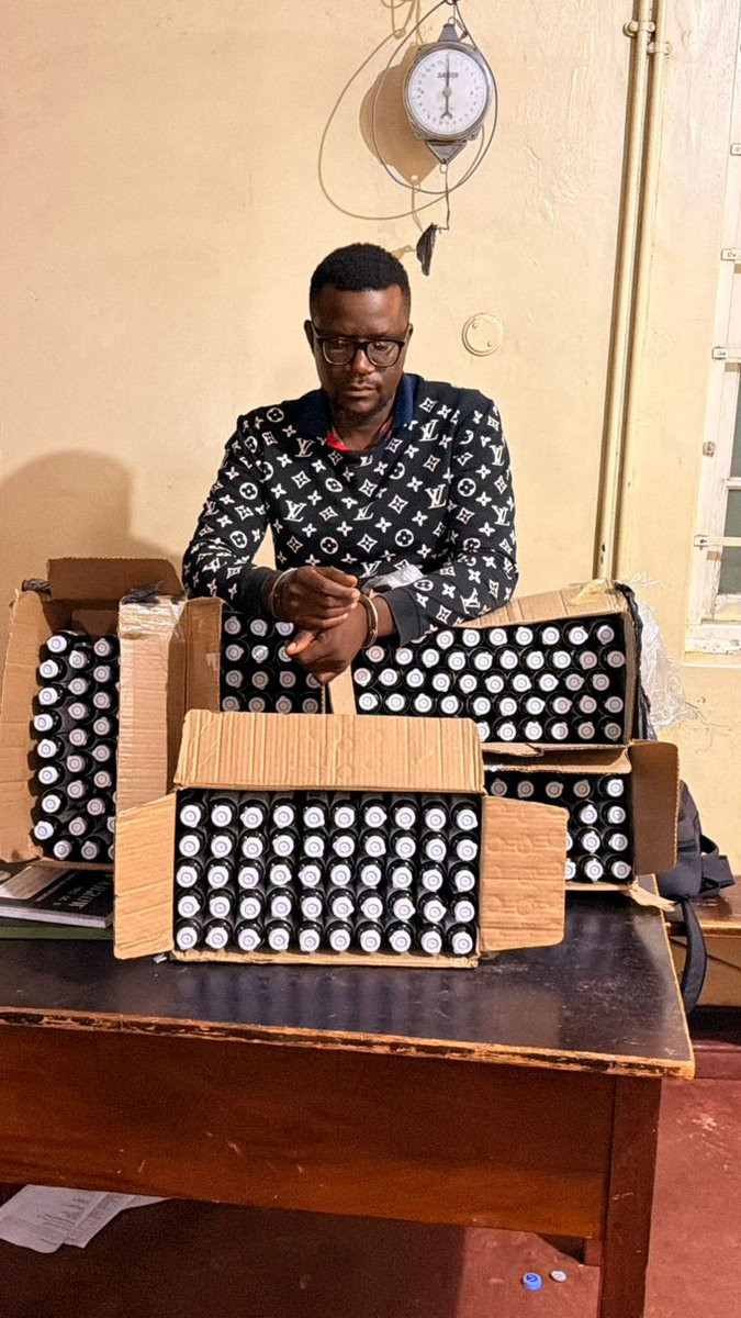 PoliceZimbabwe's tweet photo. On 04/06/26, police in Beatrice arrested Clayton Chapwanya (36) for unlawful possession of unregistered medicines. Police recovered 250 bottles of BronCleer cough syrup from the suspect, who had just received the contraband at the Beatrice truck stop. https://t.co/mfGCdc4cMf