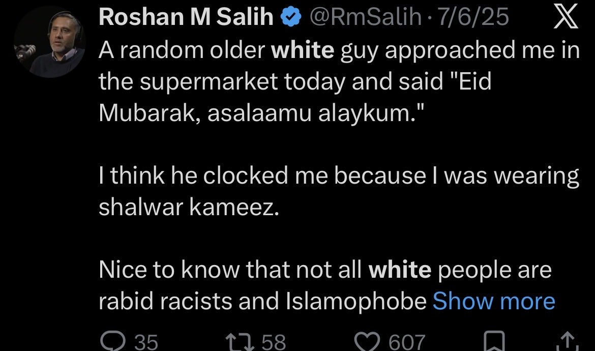 @RmSalih @ThePosieParker Shut up Roshan. You’re a vile anti white racist.