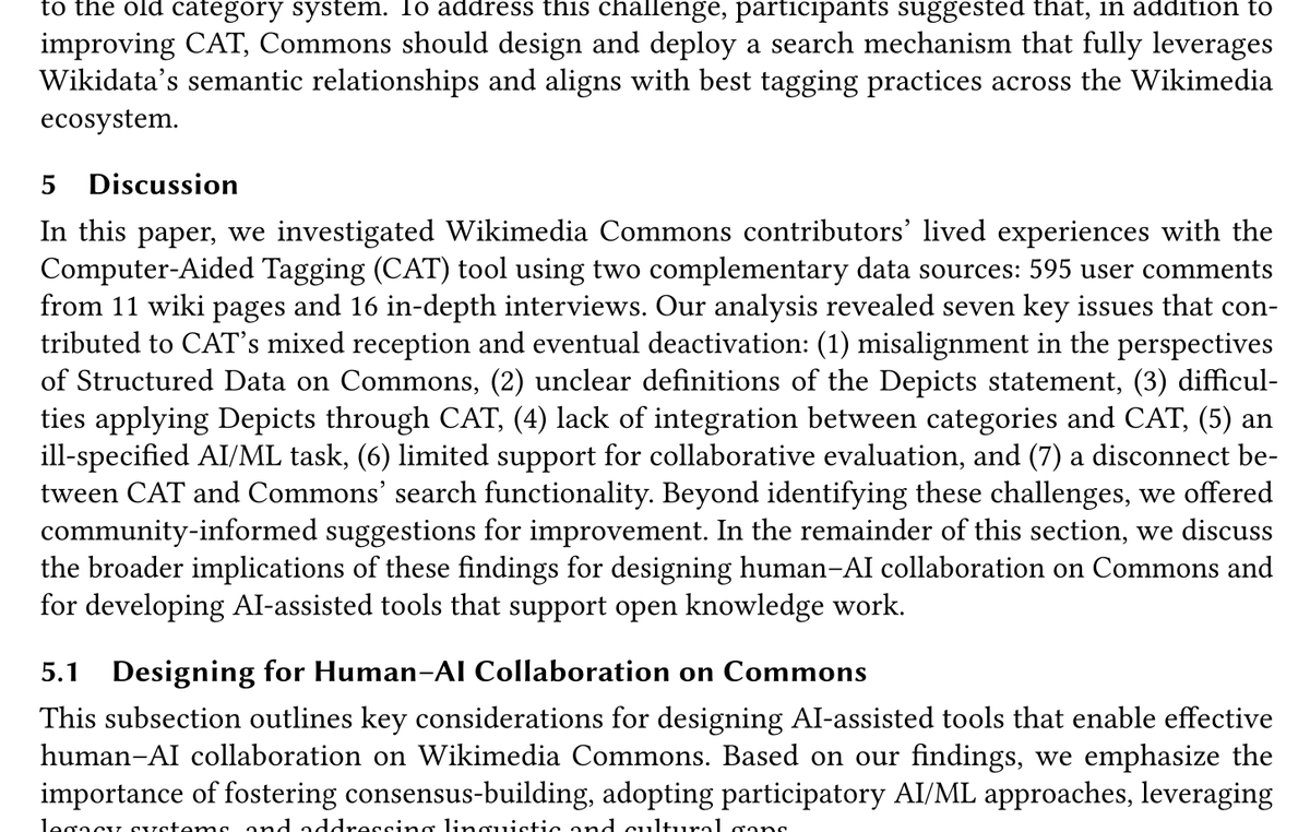 WikiResearch's tweet photo. "Designing for Human–AI Collaboration in Open Knowledge Work":
Lessons from the failure of the Wikimedia Foundation's "Computer Aided Tagging" tool on Wikimedia Commons https://t.co/yfSCidpsLc https://t.co/xapeyhNwbX