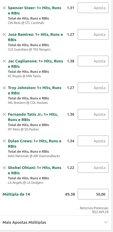 DASHTIPS - BINGO MLB - 14 SELEÇÕES - ODD 49.38 | 19:40 https://t.co ...