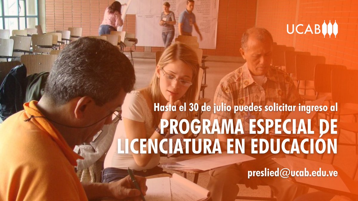 enlaucab's tweet photo. El PRESLIED es una oportunidad que te brindamos en la #UCAB para que saques tu licenciatura en Educación en solo 2⃣ años (modalidad virtual) si ya ejerces como docente.

Antes de realizar la solicitud, escribe a preslied@ucab.edu.ve para confirmar si eres candidato📎https://t.co/95cxfLhx0J