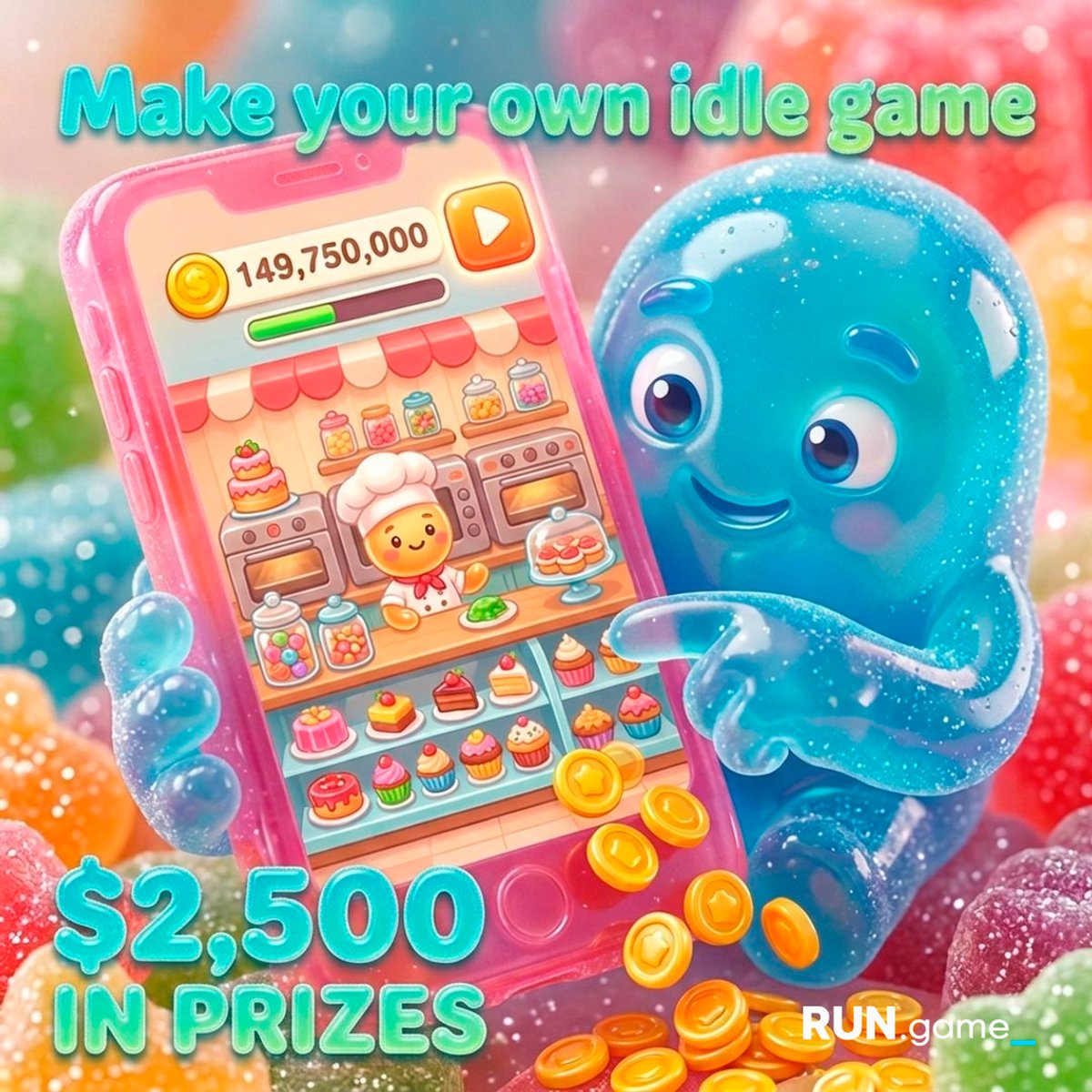 RUN_Creators's tweet photo. Numbers going up. Coins stacking. Players coming back for more.
That's the idle loop, and the Idle Jam is your chance to build one. 🔥 

10 days. No coding required. AI handles the infrastructure while you focus on the game.
$2,500 in prizes, judged by how many people actually play your game.

The jam is live now and runs until June 15th.
Grab the free kit and start building. Link in bio.
#idlegames #gamejam #indiegamedev