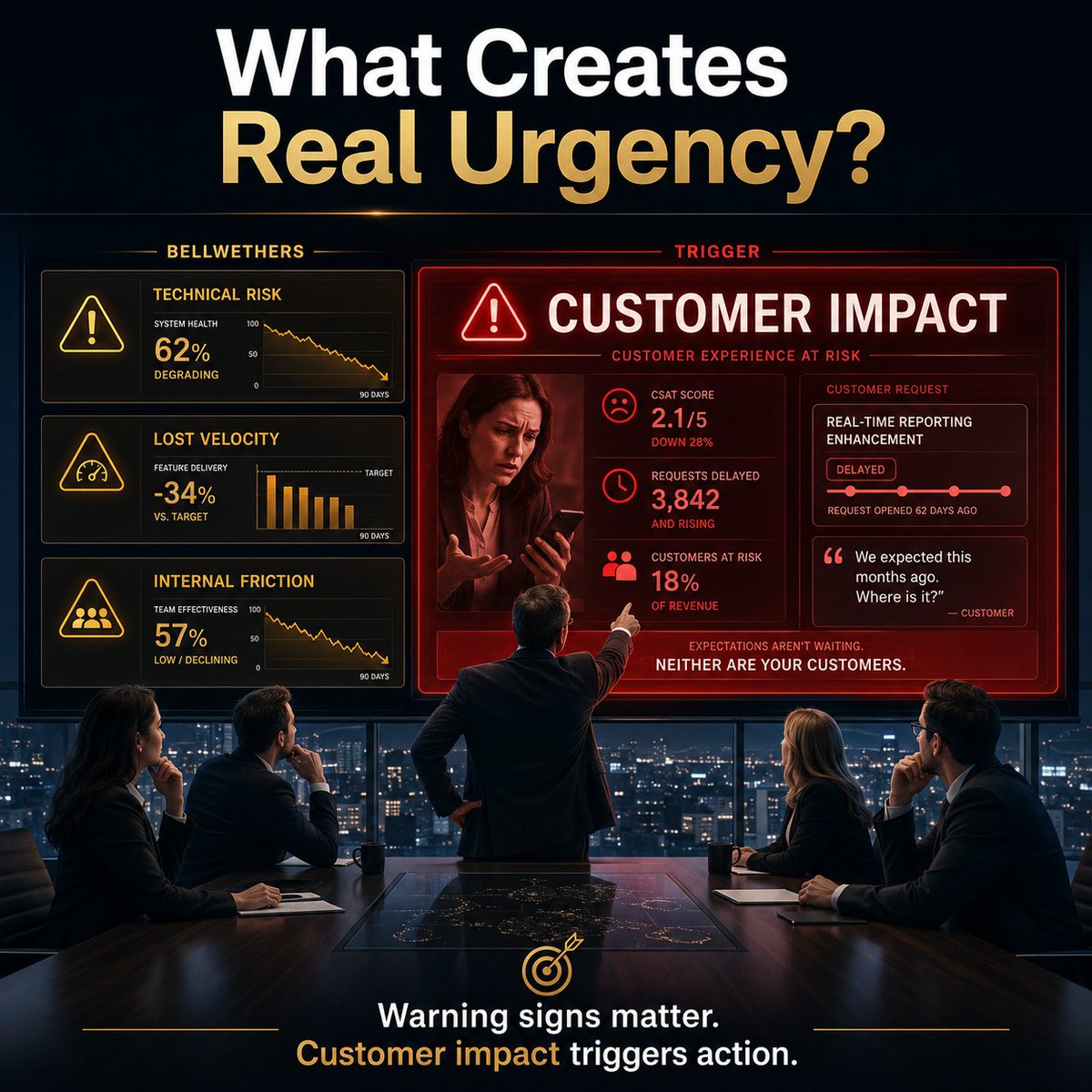MarkMandau's tweet photo. Warning signs matter. Customer impact is what turns modernization from a tech debate into a business imperative. https://t.co/ADhe9SCM2S