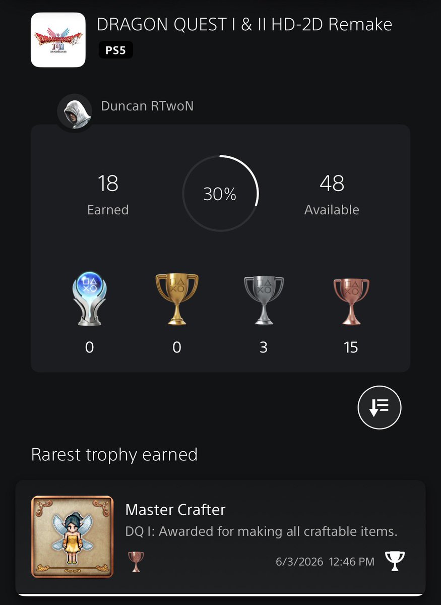 DuncanR2N's tweet photo. Dragon Quest I &amp; II HD-2D Remake trophy update

🏆 Dealing with the Devil - Bronze

Just agree to the Dragonlord’s offer

Well I have one more trophy to get and then I’m done with DQI!

#DragonQuest #DragonQuestI #DragonQuestIandIIHD2DRemake #PS5 https://t.co/V5m4KDATHy