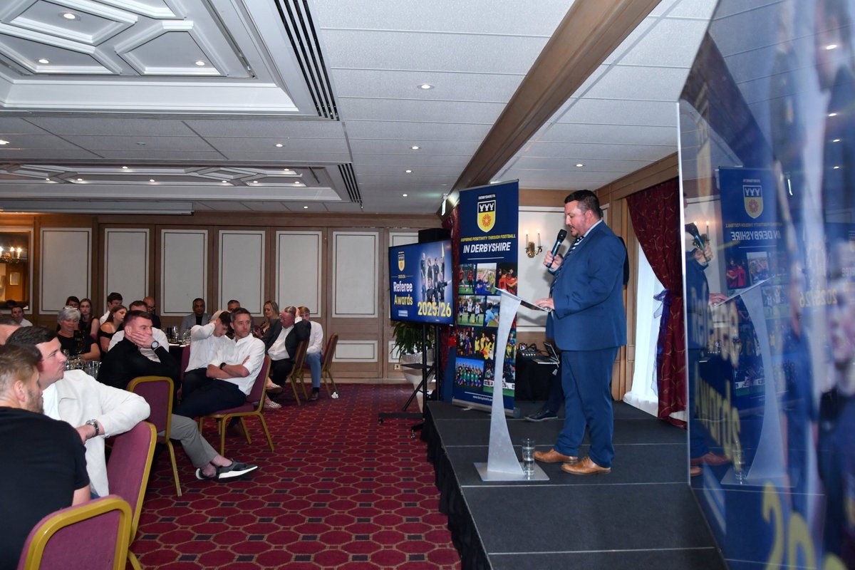 DerbyshireFA's tweet photo. 🏆 Thank you to everyone who attended our Referee Awards Evening and helped make it such a fantastic occasion.

It was a brilliant night celebrating the achievements of match officials from across Derbyshire and recognising their hard work, dedication and commitment throughout the 2025/26 season.

As we can only share a limited number of photos on X, you can view our full galleries below:

🏅 Award Winners
https://t.co/OXoxSYytia
👏 Highly Commended Recipients
https://t.co/aJuFPFBOpt
📸 Additional Photos from the Evening
https://t.co/4pU0zs4bry

Congratulations once again to all of our winners and highly commended recipients.