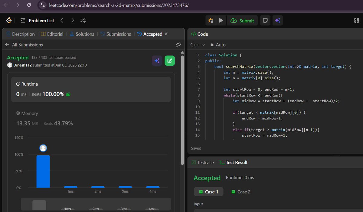 dinesh_BuildLog's tweet photo. Day 5 – #SDESheetChallenge Completed  
- Search in a 2D matrix
- Pow(x, n)
- Majority Element-I

@striver_79
@takeUforward_ https://t.co/tCTIFd4rnL