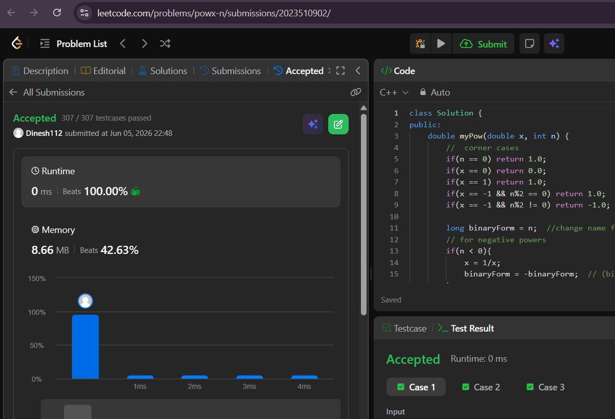 dinesh_BuildLog's tweet photo. Day 5 – #SDESheetChallenge Completed  
- Search in a 2D matrix
- Pow(x, n)
- Majority Element-I

@striver_79
@takeUforward_ https://t.co/tCTIFd4rnL