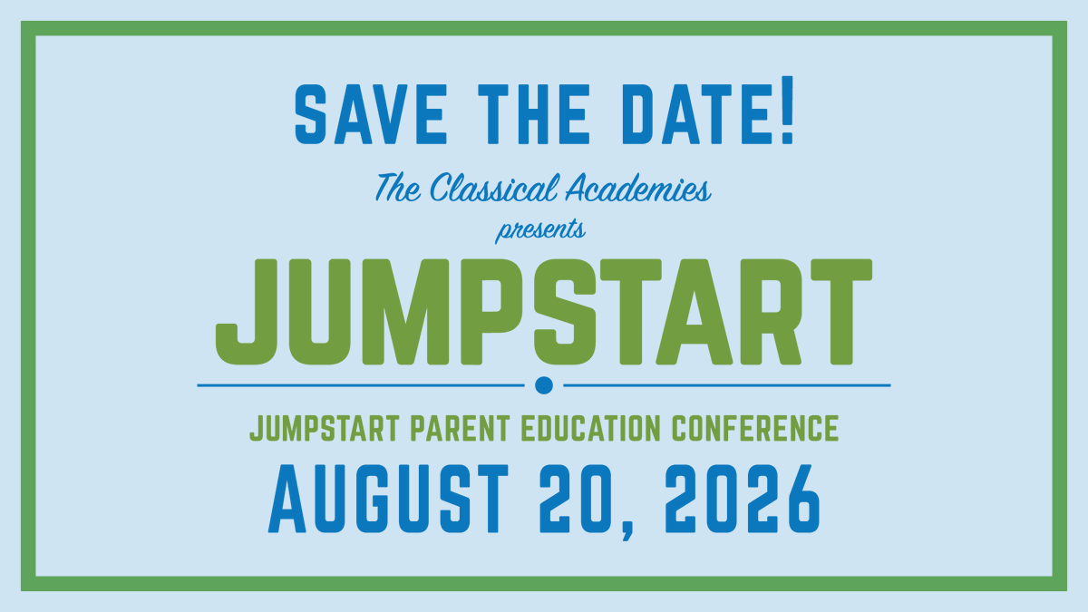 TCASchools's tweet photo. Save the Date! Mark your calendars for the JumpStart Parent Education Conference on August 20, 2026, from 7:30 am - 12:15 pm at Classical Academy High School. 
https://t.co/vwxi3MiJt5
https://t.co/4xus4GyUY1
#JumpStart2026 #ClassicalAcademies #ParentPartnership https://t.co/ADmgeSEa1F