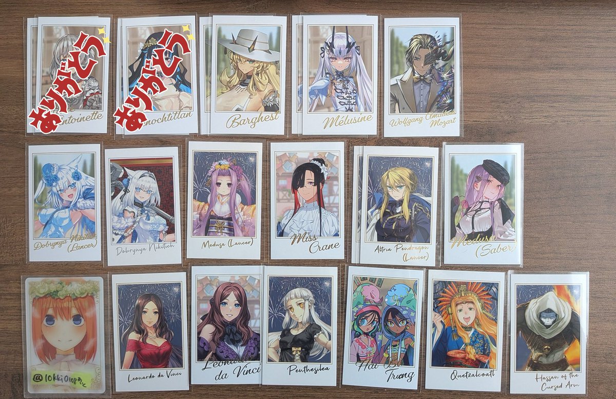 10kkiO108's tweet photo. 【譲渡/交換】FGO 最終再臨展 編成画面風カード ポートレイト

譲→画像のもの
求→ポートレイトCBC高杉>OTSSモードレッド OTSSイシュタル  or 定価＋送料

1,2枚目上段＋クーフーリンオルタはCBC高杉の交換優先のため他の内容は断る場合あり
→ https://t.co/hoInmbZKnc