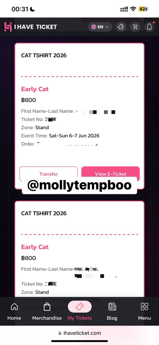 mollytempboo's tweet photo. ปล่อยบัตร3ใบ ใบละ850 เข้าได้2วัน นัดรับหน้างานได้ค่า  #cattshirt https://t.co/b4unMFjUzl