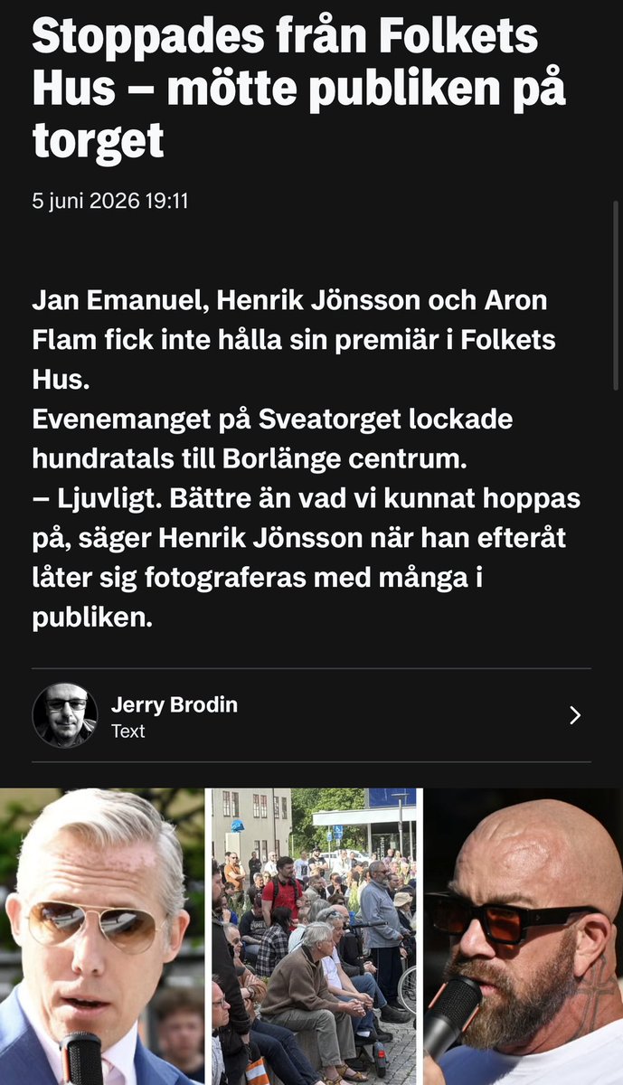 AronFlam's tweet photo. Stort tack till Dig som kom till Sveatorget i Borlänge och gjorde premiären av Räddar Sverige till en succé.  https://t.co/89lmQvH1qQ https://t.co/Etrn1pa9WN