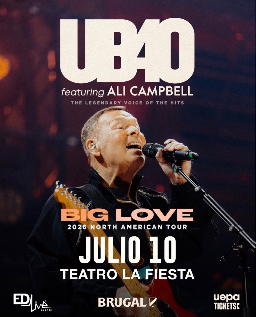 Eventscomdo's tweet photo. ¡UB40 regresa a República Dominicana!

Prepárate para una noche llena de clásicos, recuerdos y la energía inconfundible de una de las bandas más icónicas del reggae.
📅 10 de julio
📍 Teatro La Fiesta
🎟️ Boletas disponibles en @uepatickets 
@edlivedr https://t.co/OfkVy8vbuX https://t.co/SoguFIrPOZ