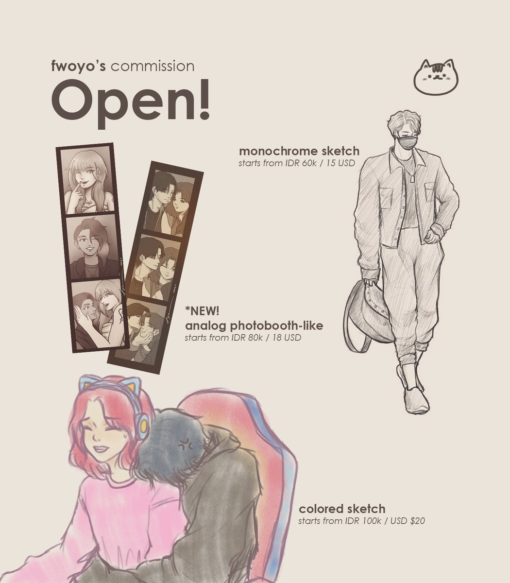 fwoyo_'s tweet photo. [ 🔄 &amp; ❤️ are appreciated! ]

Guess who's finally opening for international? 😋☝️

Commission's finally open once more and we got something new—and a pride month special promotion! 🤍 (1/3)

#commissions #opencommission https://t.co/fLcdTY2qiZ