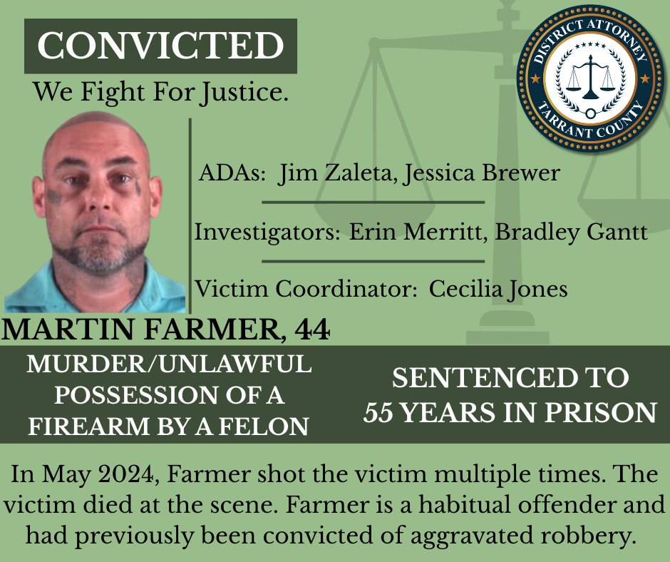 TarrantCountyDA's tweet photo. Thanks to the Fort Worth Police Department for their work on this case and their commitment to keeping our community safe. https://t.co/PHgMwg5JNw
