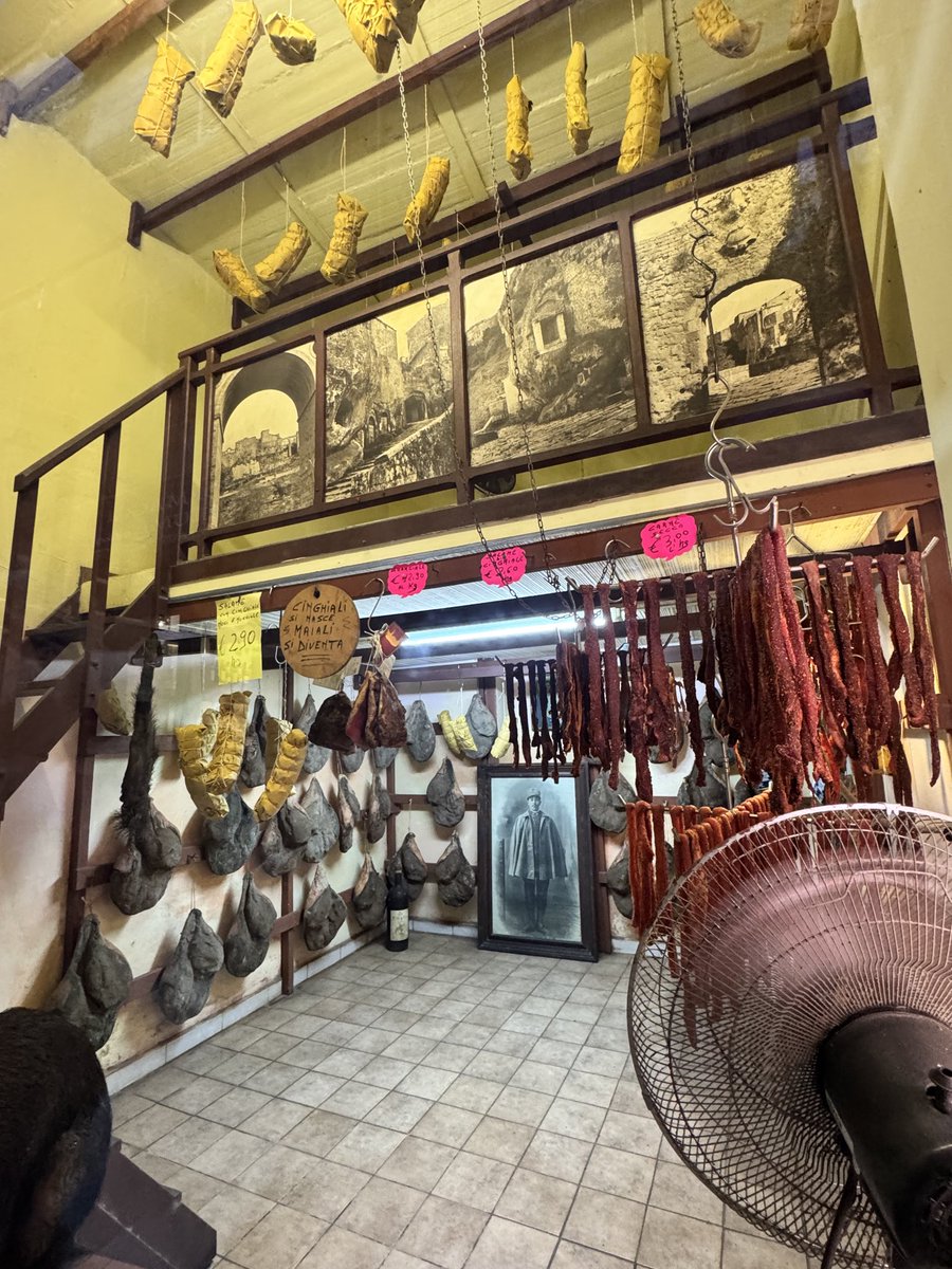 vopicisko's tweet photo. Tenhle salámek jsem si přivezl z Pitigliana 🇮🇹. Je z rodinného řeznictví Salumi Giovannino, dělají salámy a sušené maso z divočáka tradičními starými postupy. 🐗
V jejich obchodech si jen tak visí a měsíce schnou i velké kusy masa. Radost pohledět. 
#salumi #cinghiale #pitigliano https://t.co/bJfC2nywjQ