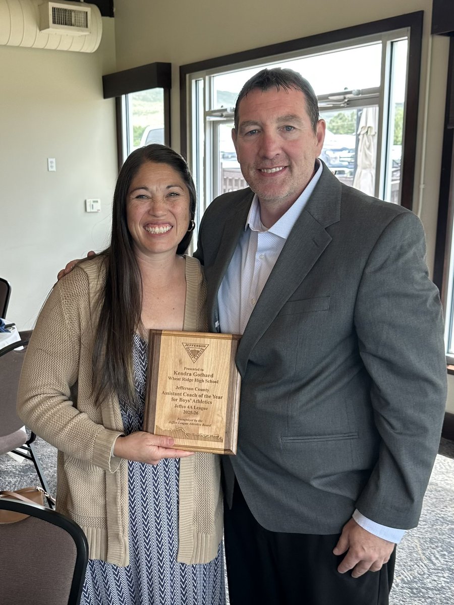 WheatRidgeAD's tweet photo. @farmerchampions @JeffcoAthletics Congratulations to Wheat Ridge High School teacher and boys and girls assistant soccer coach Kendra Gothard for receiving the Jeffco Assistant Coach of the Year award. https://t.co/9OhjZ1n0Tm