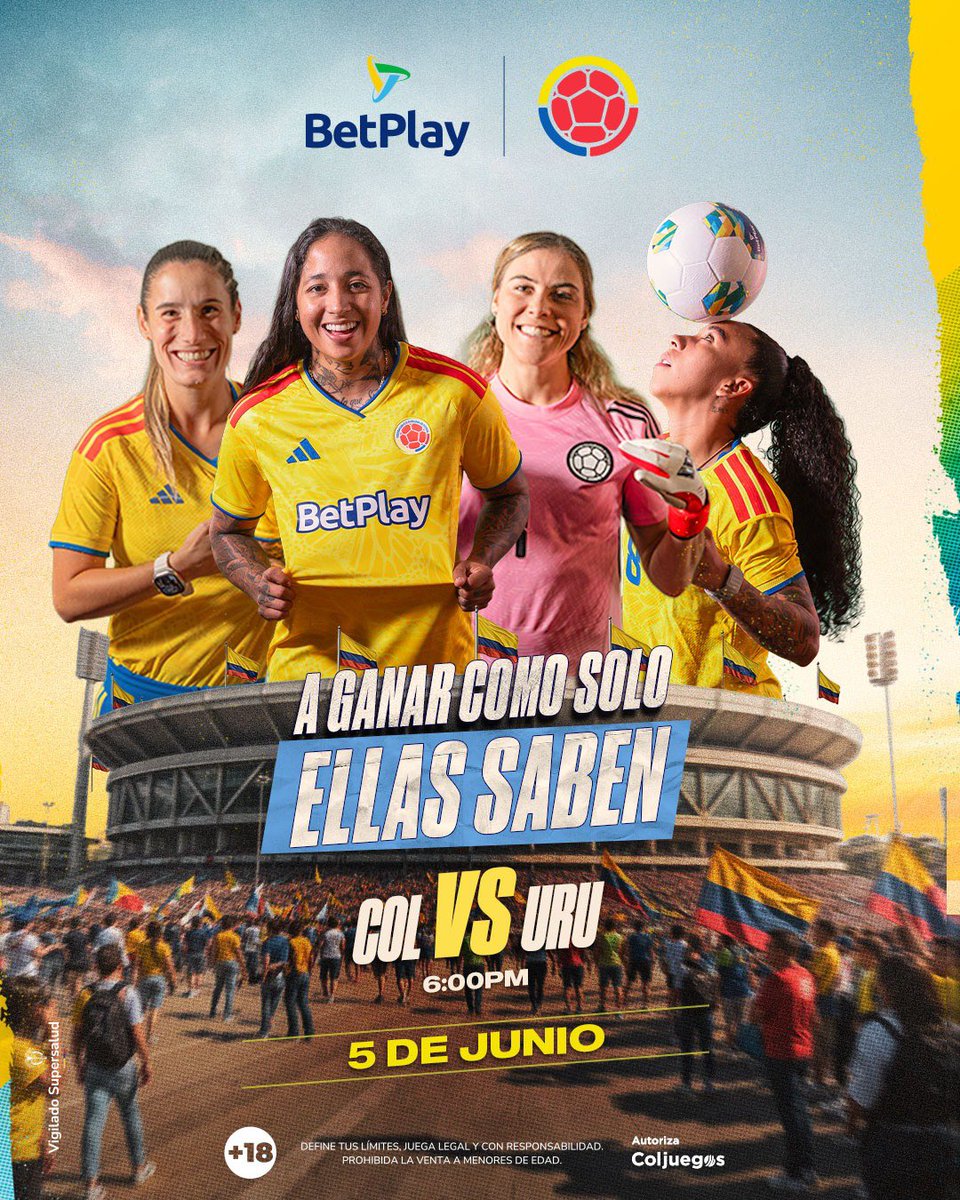 BetPlayCO's tweet photo. Hoy la Sele va por un partido de esos que se juegan con personalidad. A demostrar todo el talento que tiene este equipo.🔥🇨🇴

#BetPlay #NosLaJugamosPorEllas #LaJugadaOficial #ApuéstaleATuPasión https://t.co/dkbiIDrUnw