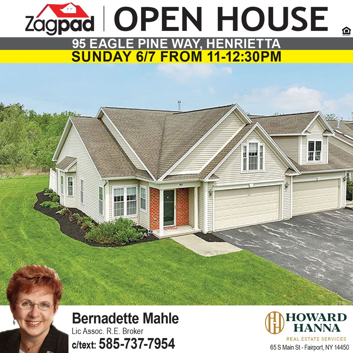zagpadROC's tweet photo. ZAGPAD IS PURELY LOCAL ... OPEN THIS WEEKEND is this well maintained &amp; updated 3/3 End unit that lives like a Ranch ... Open concept living with LR, DR, Kitchen ... Updated Granite Kitchen ... Good size 1st level Primary BR ... https://t.co/RHZGyHTpqd https://t.co/YbBsz3n6Cv