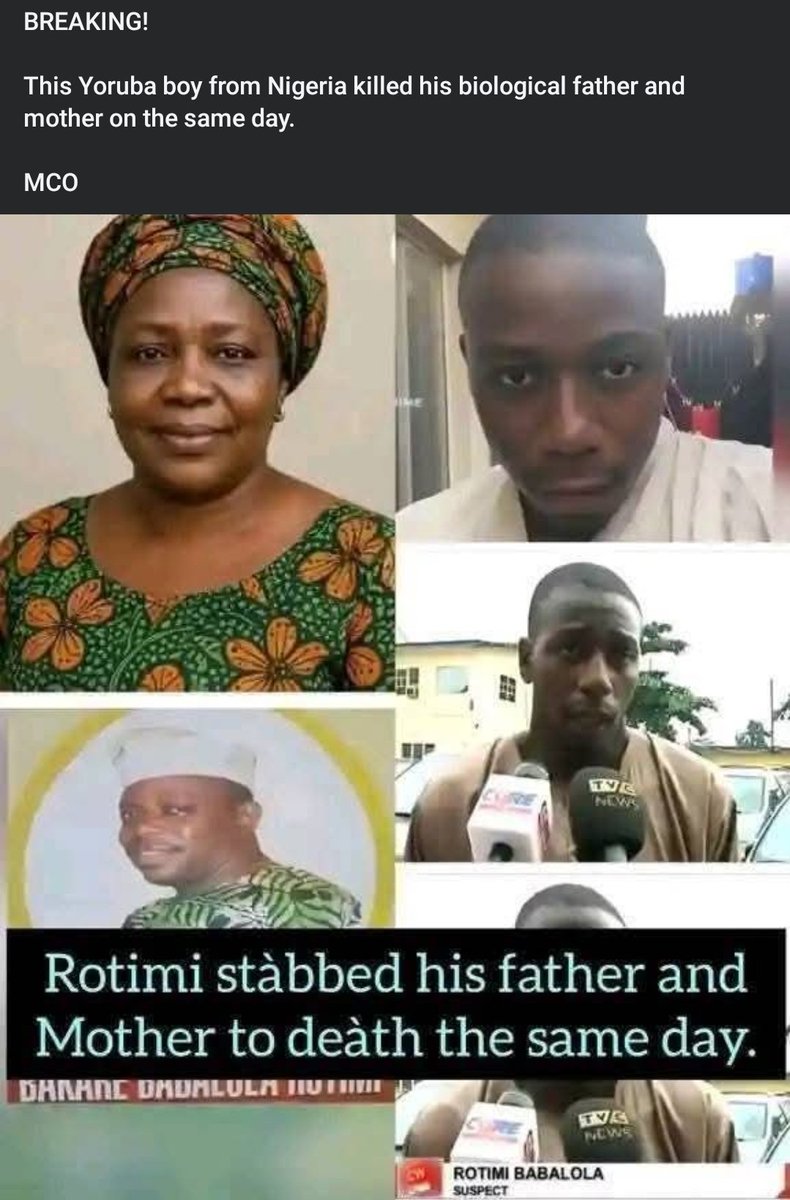 IsCreatorworld's tweet photo. @FreeEvidence @Isikotebuogbaya @EarthquakeMain The reason you are f0olish is because you don't verify before positing,in all they said I didn't hear some one is dead rather how the young boy was lock up in their working place,here is your yoruba man who k!lled his father and mother same day,hope this will correct your madnes https://t.co/ZtqkCgk42B