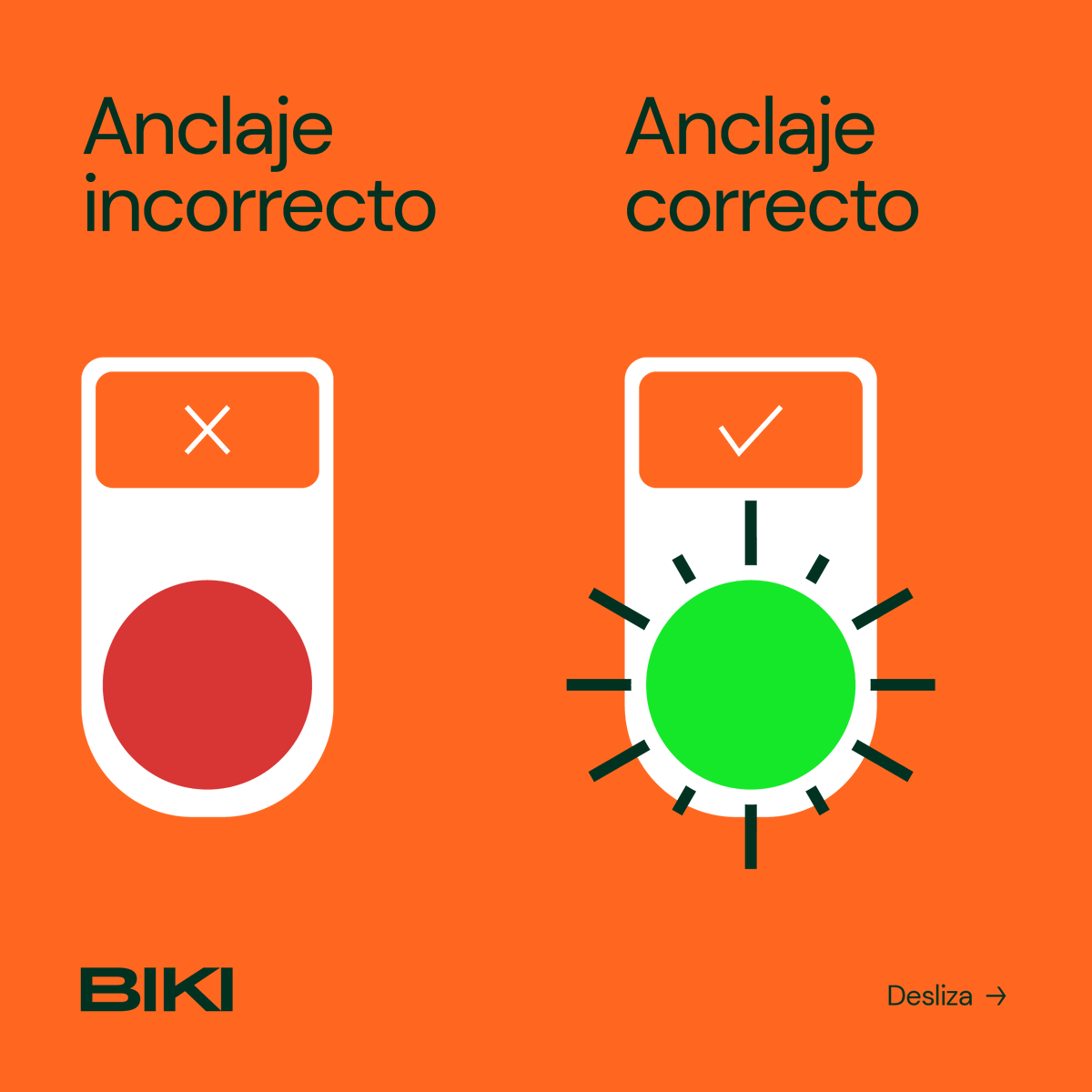 BikiVLL's tweet photo. 🚲 Ancla tu BIKI de forma correcta en sencillos pasos

1⃣ Elige punto de anclaje para aparcar tu BIKI

2⃣ Introduce tu BIKI al punto de anclaje, podrás ayudarte levantando un poco la bici desde el manillar.

3⃣ Cuando anclas la bici se encenderá la luz verde y sonará un pitido. Comprueba que tu bici ha quedado bien anclada tirando hacia ti.

4⃣ Es necesario comprobar que tu viaje se ha cerrado correctamente en la App BIKI.