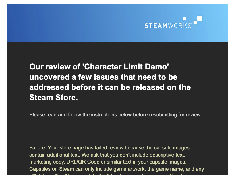 HotelOutlaw's tweet photo. Our #CharacterLimit demo is so close to going live, but @Steam has issues with it. The agony.... #Steamgame #Wordgame #Welshgame #indiegame #Gamedev https://t.co/ij62aJSqCQ
