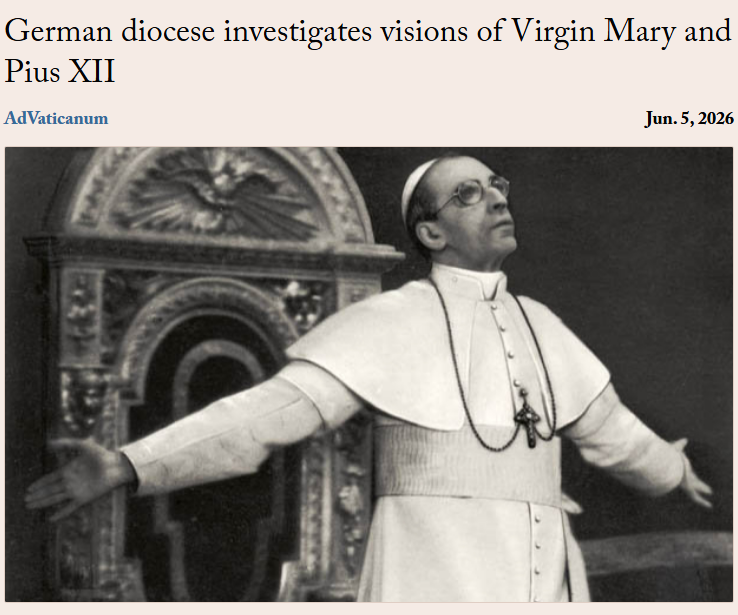 RealAdVaticanum's tweet photo. The Catholic Church in Germany has opened a formal investigation into alleged Marian apparitions in a village that has attracted pilgrims for more than two decades. The Diocese of Aachen announced that Bishop Helmut Dieser has appointed a four-member commission to examine claims of supernatural phenomena reported in Sievernich, a village in North Rhine-Westphalia that […]

Read full article here: https://t.co/d6EP9DxjvU